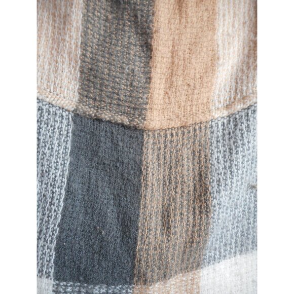 Cream Beige Grey Infinity Scarf  21 x 33 inches block motif - Picture 2 of 5